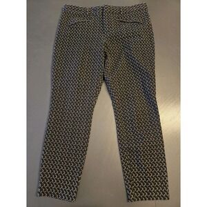 Gap Skinny Ankle Pants Womens‎ 12R Black White Geometric Dash Stretch Trousers